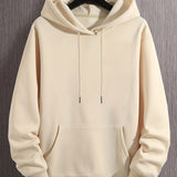 kkboxly Solid Color Hoodies For Men, Graphic Hoodie With Kangaroo Pocket, Comfy Loose Drawstring Trendy Hooded Pullover, Mens Clothing For Autumn Winter