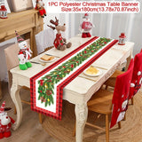 Festive Santa Claus Christmas Table Runner - Red and Black Plaid Holiday Dining Decor, Polyester Woven Christmas Table Decoration