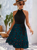kkboxly  Belted Elegant Halter Dress, Sleeveless Casual Dress For Spring & Summer, Women's Clothing