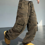 kkboxly  Men's Basic Camouflage Drawstring Cargo Pants