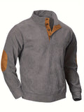 kkboxly  Ribbed Men's Casual Splicing Long Sleeve Henley Shirt, Retro Style Men's Spring Fall Top
