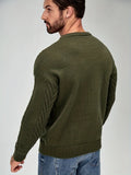 kkboxly  All Match Knitted Cable Slim Sweater, Men's Casual Warm Slightly Stretch Crew Neck Pullover Sweater For Men Fall Winter