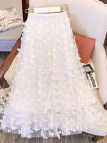 kkboxly  Butterfly Applique Mesh Skirt, Elegant Skirt For Spring & Fall, Women's Clothing