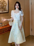 kkboxly  Sweetheart Neck Solid Dress, Elegant Ruffle Trim Slim Waist A Line Evening Dress, Women's Clothing