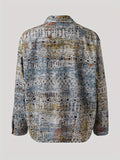 kkboxly  Men's Ethnic Style Jacket, Casual Button Up Flap Pocket Jacket