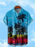 kkboxly  Coconut Tree Print Men's Casual Short Sleeve Hawaiian Shirt, Men's Shirt For Summer Vacation Resort Best Sellers