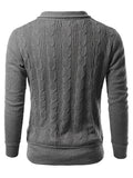 kkboxly  Men's Solid Color V Neck Long Sleeve Sweater, Male Pullover High Stretch Top Outdoor