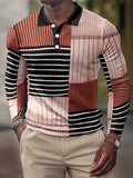 Men's Striped Shirt, Casual Lapel Slightly Stretch Breathable Button Up Long Sleeve Shirt For Outdoor