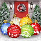 Outus 6-Pack 32" Giant PVC Inflatable Christmas Ball Ornaments - Durable, Waterproof, Easy Inflate Holiday Yard Decorations with Unique Designs for Outdoor Festive Decor