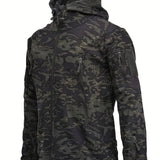 kkboxly Warm Fleece Hooded Windbreaker Jacket, Men's Casual Zip Up Jacket Coat For Fall Winter Outdoor Hiking Camping Cycling