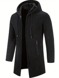 kkboxly  Men's Full Zip Up Casual Warm Hooded Cardigan, Regular Fit Knitted Sweater Jacket Coat With Pockets For Winter Fall