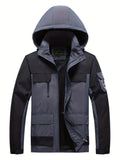 kkboxly  Men's Casual Waterproof Windbreaker Jacket Hooded Coat Regular Fit Coat For Spring Autumn Outdoors Hiking Fishing