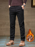 kkboxly Men's Warm Fleece Dress Pants For Fall Winter For Fall Winter