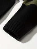 kkboxly  All Match Knitted Color Block Sweater, Men's Casual Warm High Stretch Crew Neck Pullover Sweater For Men Fall Winter