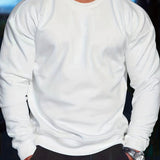 kkboxly  Crew Neck Cotton Sweatshirt Pullover For Men Warm Solid Color Sweatshirts Winter Long Sleeve Tops