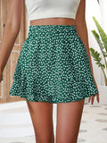kkboxly  Floral Print Ruffle Hem Shorts, Casual Shorts For Spring & Summer, Women's Clothing
