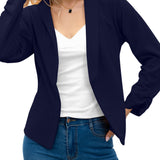 kkboxly  Elegant Solid Long Sleeve Blazer, Open Front Lapel Blazer, Elegant & Stylish Tops For Office & Work, Women's Clothing