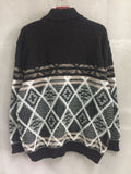 kkboxly  Plus Size Men's Shawl Neck Long Sleeve Jacquard Sweater With Decorated Leather Belt