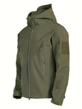 kkboxly  Warm Fleece Hooded Windbreaker Jacket, Men's Casual Zip Up Jacket Coat For Fall Winter Outdoor Hiking Camping Cycling