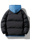 kkboxly  Men's Warm Winter Hooded Coat, Casual Zip Up Padded Jacket Coat For Fall Winter