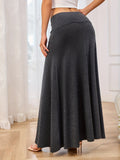 kkboxly  Solid High Waist Skirt, Casual Maxi Skirt For Spring & Fall, Women's Clothing