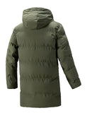 kkboxly  Classic Design Warm Hooded Jacket, Men's Casual Solid Color Zip Up Cotton Padded Overcoat For Fall Winter Outdoor