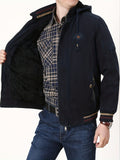kkboxly  Men's Warm Fleece Cotton Hooded Jacket, Casual Warm Thick Coat For Fall Winter, Father's Gift