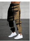 kkboxly  Ribbon Design, Men's Color Contrast Drawstring Trendy Comfy Jogger Pants