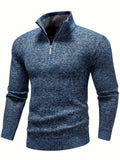 kkboxly  Men's Stand Collar Jacquard Knitting Thickened Warm Sweater