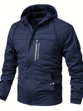 kkboxly  Warm Fleece Hooded Jacket, Men's Casual Winter Jacket Coat For Outdoor Activities