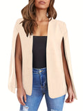 Solid Split Sleeve Blazer Jacket, Casual Open Front Cape Outerwear, Women's Clothing