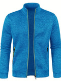 kkboxly  Elegant Mid Stretch Cardigan, Men's Casual Full Zip Up Cardigan Sweater Coat For Fall Winter