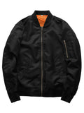 kkboxly Men's Casual Bomber Jacket, Chic Stand Collar Zip Up Jacket