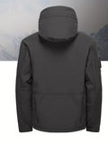 kkboxly  Warm Fleece Hooded Windbreaker Jacket, Men's Casual Zip Up Jacket Coat For Fall Winter Outdoor Hiking Camping Cycling