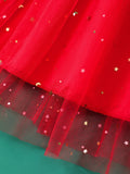 Summer Fun Girls' Flying Sleeve Christmas Printed Mesh Casual Dress