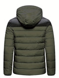 kkboxly  kkboxly  Warm Winter Detachable Hooded Jacket, Men's Casual Patchwork Zip Up Winter Jacket For Fall Winter Outdoor