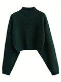kkboxly  Long Sleeve Drop Shoulder Sweater, Loose Solid Casual Sweater, Women's Clothing