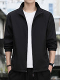 kkboxly  Men's Lightweight Jackets By Activity, Men's Casual Stand Collar Jacket For Spring Fall