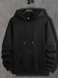 kkboxly Solid Color Hoodies For Men, Graphic Hoodie With Kangaroo Pocket, Comfy Loose Drawstring Trendy Hooded Pullover, Mens Clothing For Autumn Winter
