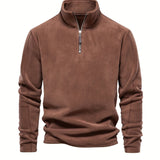 kkboxly Men's Corduroy Stand Collar Zip Up V Neck Sweatshirt Pullover For Men Solid Sweatshirts For Winter Fall Long Sleeve Tops