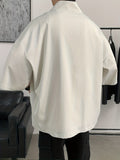 Men's Solid Shirt Top V Neck Loose Middle Sleeves Closure Open Front Coat Male Casual Shirt For Daily Kimono For Men
