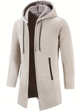 kkboxly  Men's Full Zip Up Casual Warm Hooded Cardigan, Regular Fit Knitted Sweater Jacket Coat With Pockets For Winter Fall