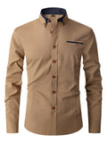 kkboxly  Men's Formal Classic Design Button Up Shirt, Male Clothes For Spring And Fall Business Occasion