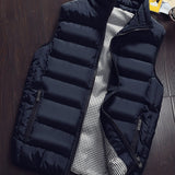 kkboxly Stay Warm in Style: Men's Casual Black Padded Sleeveless Vest - Best Sellers!