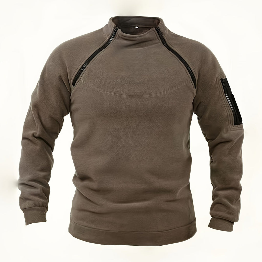 kkboxly  Warm Tactical Coat, Men's Casual Pullover Sweatshirt For Outdoor Activities