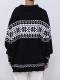 kkboxly  Men's Jacquard Polo Collar Sweater For Spring & Autumn, Knit Pullover Sweater, Plus Size