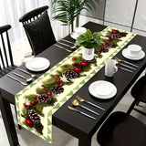 Festive Christmas Table Runner: Floral Pattern, 33x13 inches, Polyester Material, Square Shape, Christmas Holiday, Woven Fabric, Polyester Filling, Polyester Lining