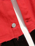 kkboxly  Raw Trim Color Block Denim Jacket, Men's Casual Street Style Cotton Jacket