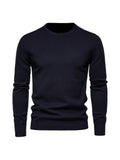 kkboxly Men's Solid Color Crew Neck Slim Fit Knit Sweater