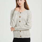 kkboxly  Button Down Crew Neck Knit Cardigan, Casual Long Sleeve Pocket Sweater For Spring & Fall, Women's Clothing